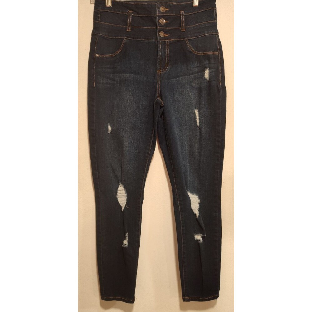 Rue 21 Women Blue Jean Size 8 High Rise Ankle Jeggings Distressed Denim